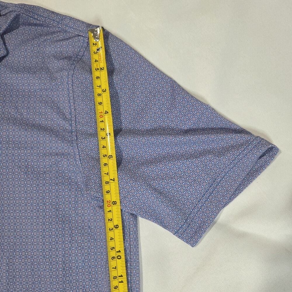 Hart Schaffner Marx Polo Shirt Men's Small Blue Geometric Print Luxury Golf - Picture 6 of 8